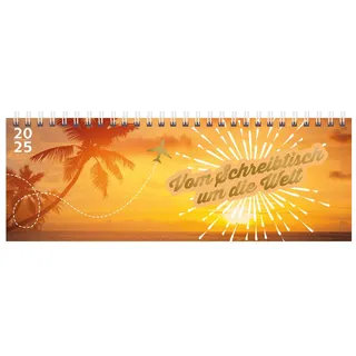 Korsch Verlag Tischquerkalender 2025 Vom Schreibtisch um die Welt: 1 Woche 2 Seiten Aufstellbarer Tischkalender mit Fotos der schönsten Orte, Zitate und Platz für Notizen Format: 29,8 x 10,5 cm