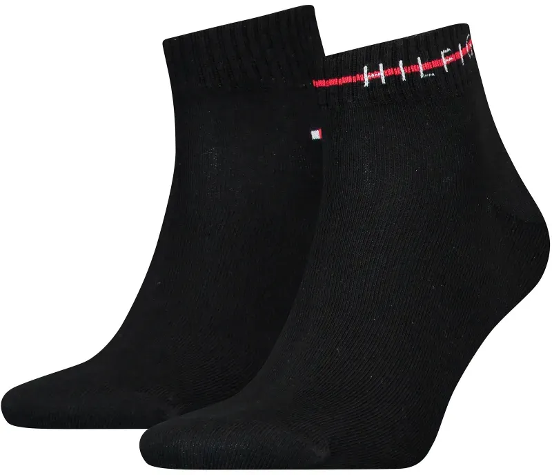 2er Pack TOMMY HILFIGER Stripe Quarter Socken Herren 003 - black 39-42