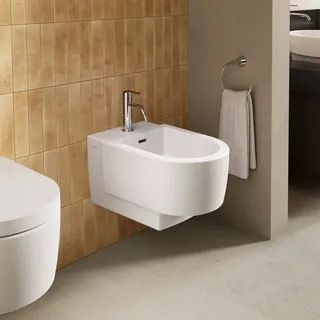 Duravit Balcoon Wand-Bidet 272615AC00 37x54cm, mit Hahnloch, Überlauf, weiß Seidenmatt