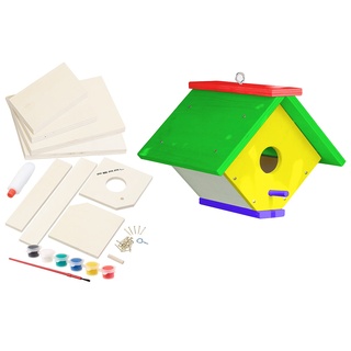 Nistkasten-Bausatz aus Echtholz mit 6-teiligem Farben-Set