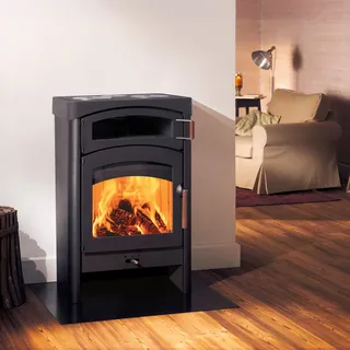 Austroflamm Pallas Back Kaminofen Stahl Gussgrau + 1 m3 Kaminholz gratis