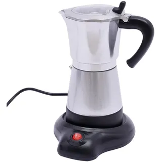 MIIWWOWO 6 Tassen Espressokocher Elektrisch Espressomaschine Klein Espressokocher Italienische Kaffeemaschine Klein, 300ML Induktion Espressokocher 6 Tassen Espressomaschine Elektrisch (Silber)