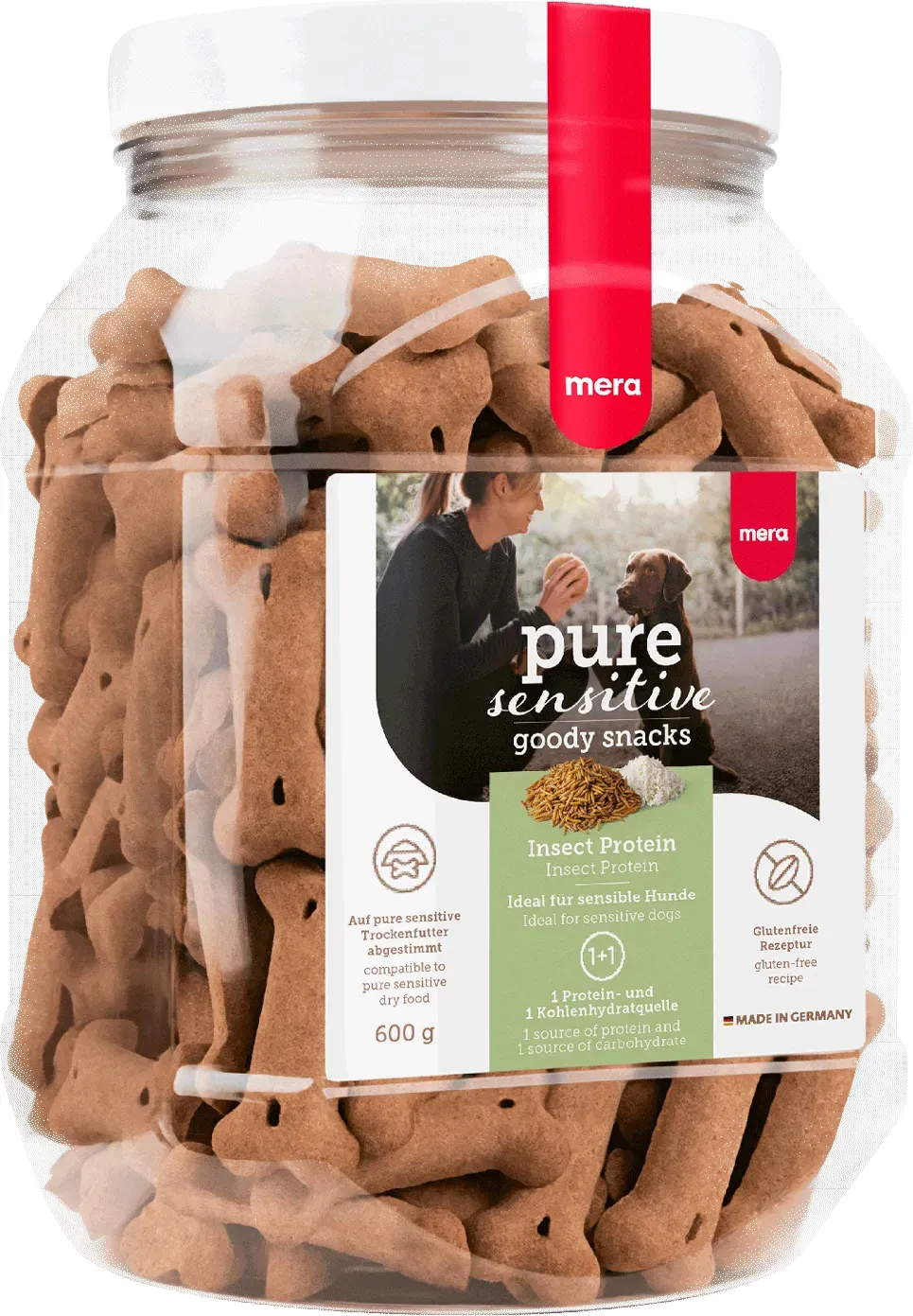 mera pure sensitive Goody Snacks Insect Protein | Belohnung für Hunde | Besonders für sensible Hunde und Allergiker geeignet 6x600g 6 x 600g