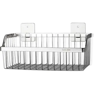 CIRONI Wandmontierte Edelstahl-Metalldrahtkörbe für die Organisation und Aufbewahrung in der Küche, hängender Obstkorb, Silber-30 cm