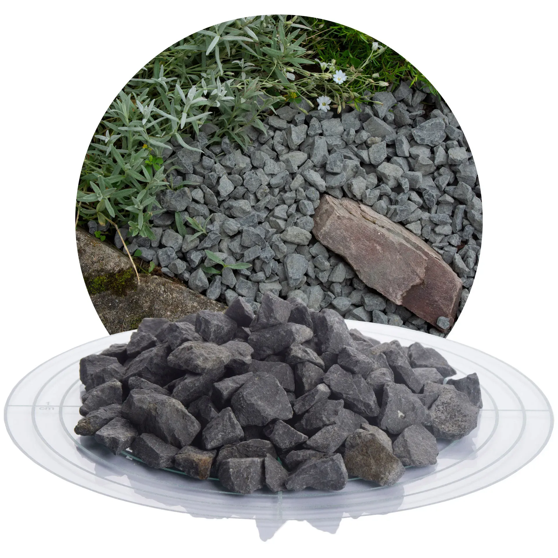 Basalt Ziersplitt anthrazit 11-22 mm - 25 kg Sack