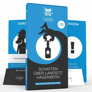 CULINARIO MORTALE® – Schatten über Landsitz Hagenberg - Krimidinner für Zuhause für 6 bis 8 Personen/unterhaltsames Krimi Dinner für Zuhause/Krimispiele für Erwachsene/Krimidinner Spiel