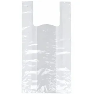 Papstar 250 Hemdchen-Tragetaschen, HDPE 48 cm x 22 cm x 12 cm transparent Knotenbeutel