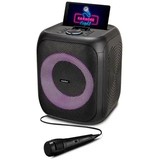 Medion LIFE S61991 Partylautsprecher mit Bluetooth (Partysoundsystem inklusive Mikrofon, Party Box, tragbares Soundsystem, integrierter Akku, für drinnen und draußen, Lichteffekte, TWS)