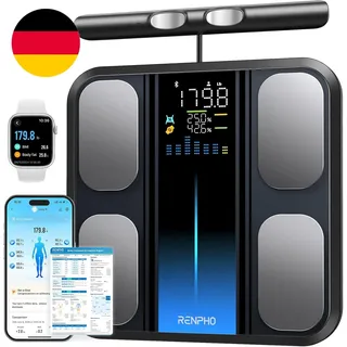 RENPHO Körperfettwaage Mit Handsensoren, Personenwaage Mit Körperfett, Smart Waa