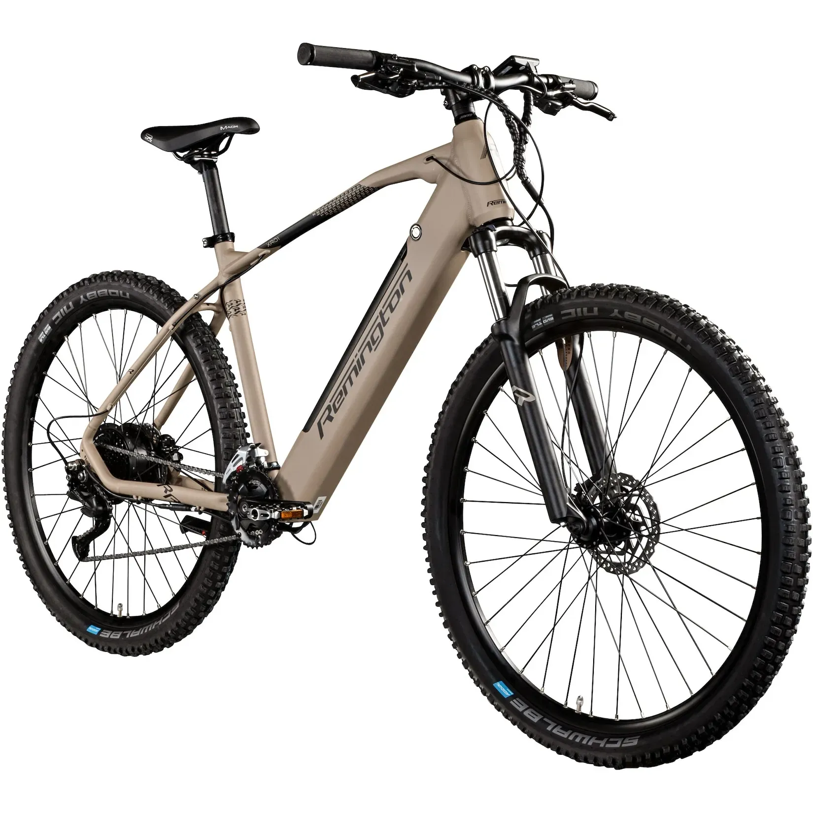 Remington XR01 E Bike Mountainbike 29 Zoll | für Damen und Herren 165-190 cm | Ebike 504 Wh Akku Fahrrad Elektro MTB 18 Gang Pedelec 25 kmh | 30-150 km Reichweite (grau/beige, 48 cm)