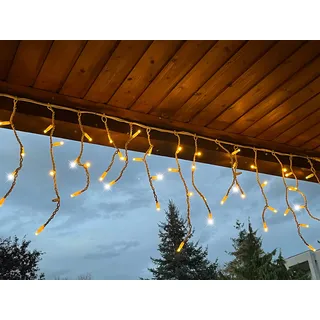 LEDZEIT- Profi Serie - LED Eisregen Lichterkette Außen, Blinkend, Icicle light, Verlängerungskette ohne Netzkabel, 3m x 0.5m, Warmweiß, Erweiterbar bis zu 288m, für Weihnachten, Gebäude, Geschäfte