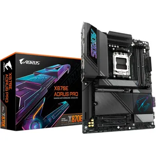 Gigabyte X870E AORUS PRO Mainboard - Unterstützt AMD Ryzen 9000 CPUs, 16+2+2 Phasen Digital-VRM, bis zu 8000MHz DDR5 (OC), 3xPCIe 5.0, Wi-Fi 7, 2.5GbE LAN, USB 4