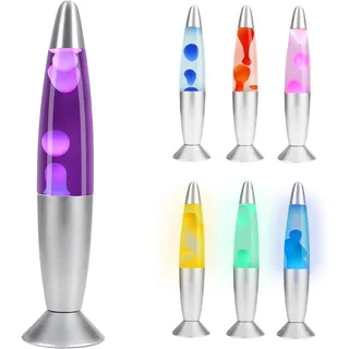 CELLUSTOP Lavalampe mit Wachs in Form einer Rakete – Nachtlicht – Magma-Lampe mit flüssigem Uhrwerk – 2 Leuchtmittel – Schalter – 20 Watt – 34 cm – Glas und Aluminium – Blau