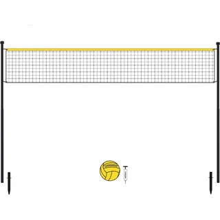 Power Shot Volleyball-Set 6m - mit Pfosten, Netz, Ball und Pumpe schwarz|weiß|gelb UNIQUE