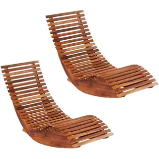 KOIECETA 2X Akazienholz Sonnenliege Gartenliege Holzliege Liegestuhl Saunaliege Gartenmöbel Relaxliege Liege Schaukelstuhl Schwungliege Garten 149x60x86cm