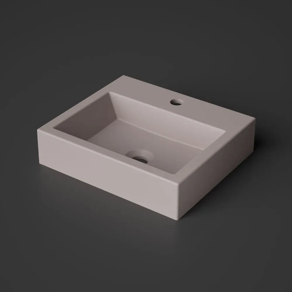 Treos Mineralguss Waschbecken mit Hahnloch Beige Matt 718.04.4236