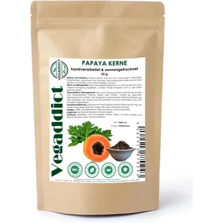 Papayakerne | naturbelassen | sonnengetrocknet| Papaya Pfeffer | Hoher Papain- und Carpain-Gehalt | Keine Zusatzstoffe | Rohkost | Vegan | Laborgeprüft | Gluten- und Laktosefrei | 25g