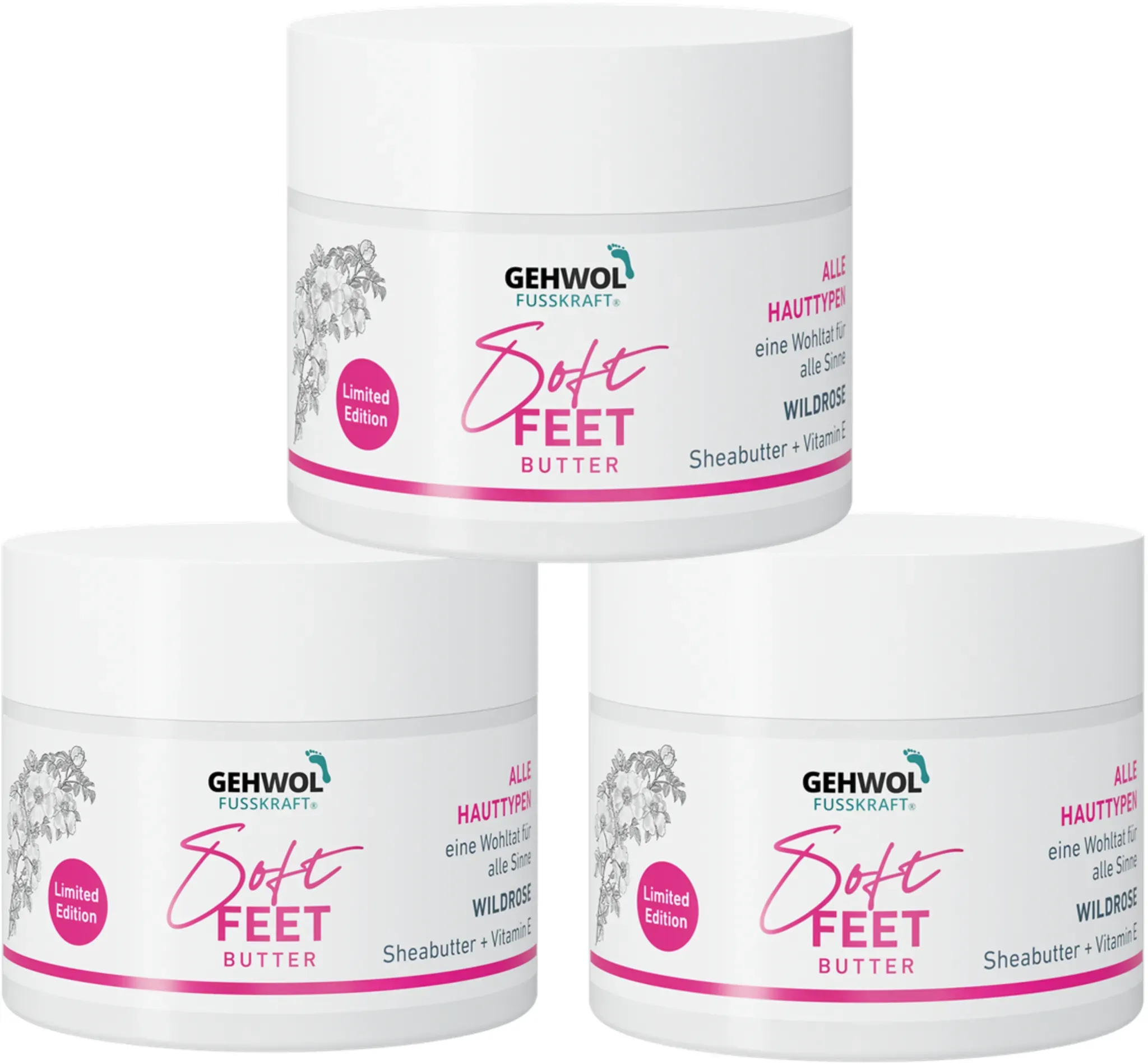 3er Pack GEHWOL Soft Feet Butter Wildrose (3x50ml)
