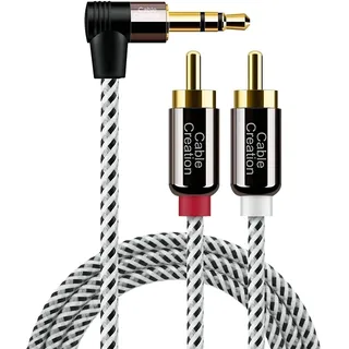 CableCreation Cinch Kabel, Winkel 3,5mm-Klinke auf 2 x Cinch-Stecker, RCA auf Klinke Stereo-Y-Splitter-Kabel für Smartphones, MP3, Tablets, Stereoempfänger, Auto, Lautsprecher, HDTV usw. 10FT/ 3M