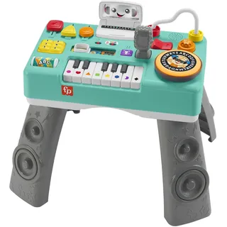 Fisher-Price Lernspaß DJ Spieltisch - musikalisches Lernspielzeug mit 3 Klavierspielmodi, Lichtern, Version: Französisch Reduzierte Verpackung, HXG10