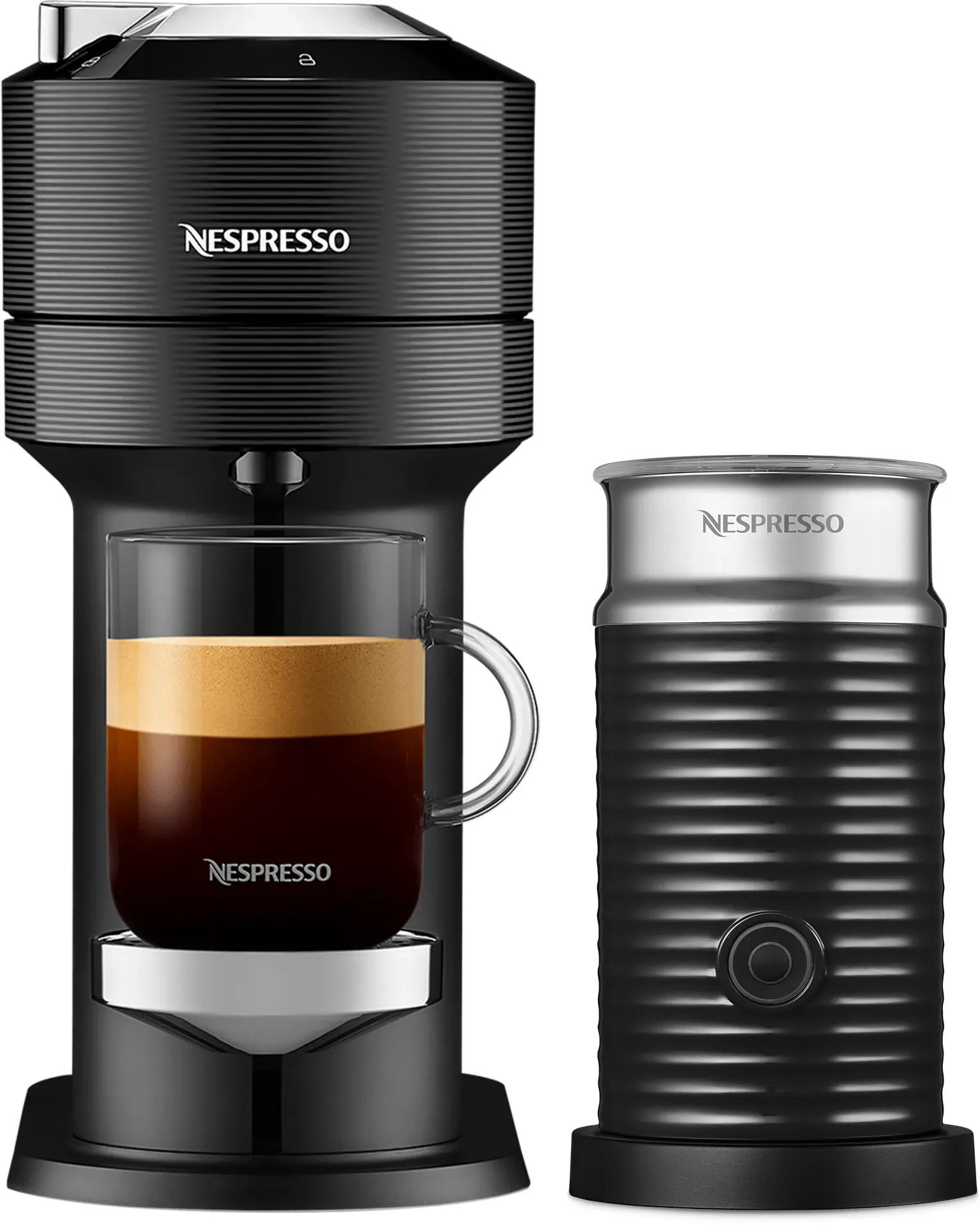 Nespresso VERTUO Next Premium Classic Black & Aeroccino 3 schwarz Vertuo Kaffeemaschine