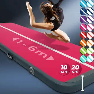 VENDOMNIA Airtrack Matte, 10/20cm hohe aufblasbare Gymnastikmatte in Länge 1/2/3/4/5/6/7/8 m, mit elektrischer Pumpe & Tasche, Tumbling Matte, Turnmatte, Trainingsmatte, Fitnessmatte, Sportmatte,Yoga