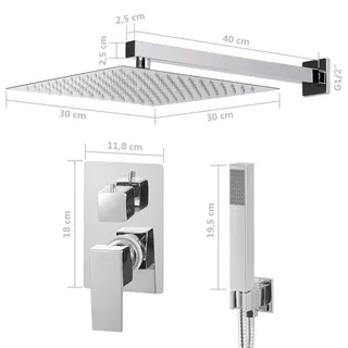 vidaXL Duschsystem Edelstahl 201 Silbern - Silber