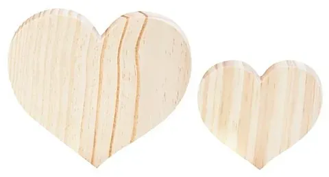 Herzen aus Holz, 11 cm und 16,5 cm, 2 Stück