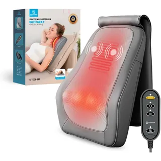 COMFIER Shiatsu Massagegerät,Nackenmassagegerät mit Wärme,Shiatsu Massagegeräte 4D Knet Rückenmassagegerät,Muskelschmerzlinderung für Nacken, Rücken,Beine, Geschenke für Männer, Frauen(Grau)