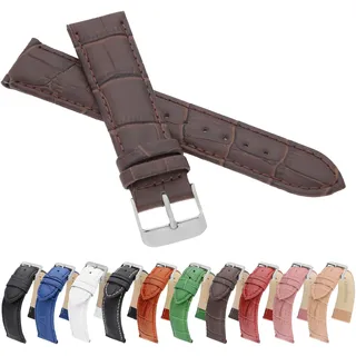 MARCHEL Croco LM-55 Lederarmband 8 mm Braun Krokoprägung Uhrenarmband Krokodilmuster Uhrband Rindsleder