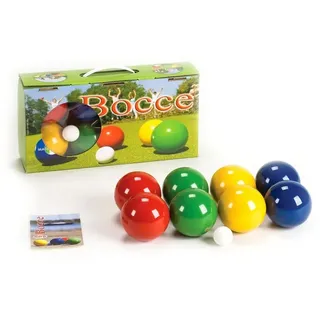 Londero Boccia-Spiel mit lackierten Holzkugeln | Boule-Set aus 8 Kugeln, Zielkugel und Tragebox | Gewicht pro Holz-Kugel: 283 g, ø 80 mm | In 4 Farben lackiert