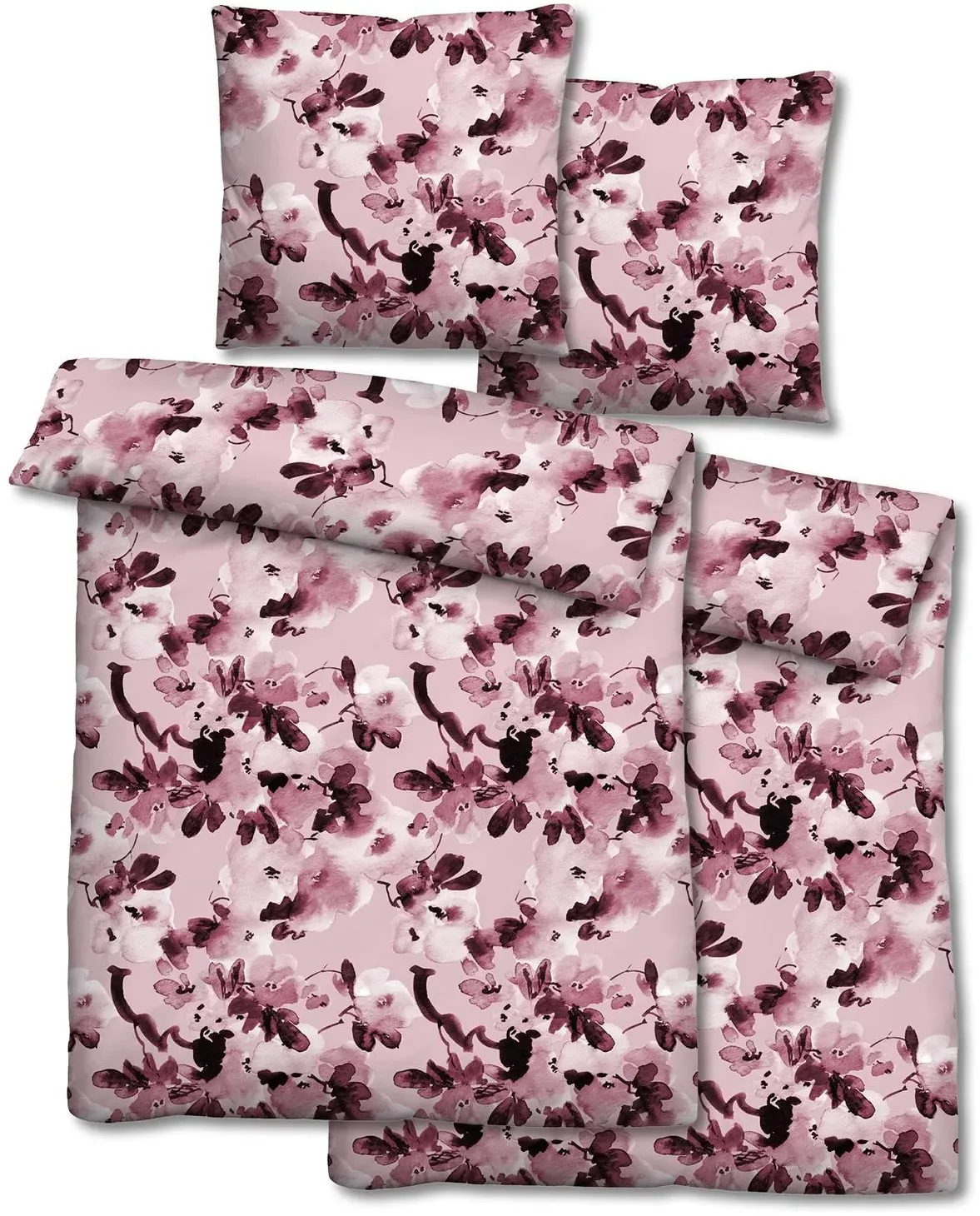 Doppelpack Biber Bettwäsche 155 x 220 cm + 80 x 80 cm