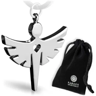 FABACH Schutzengel Fabiel Schlüsselanhänger mit Herz - Edler Engel Anhänger aus Metall in glänzendem Silber - Glücksbringer Geschenk für Auto, Führerschein - Fahr vorsichtig