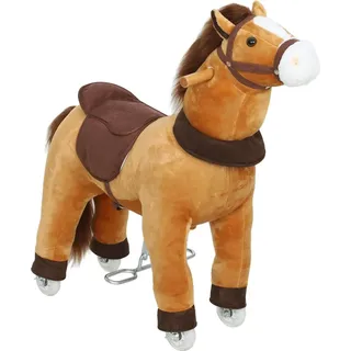aiyaplay Reitpferd, Spielpferd zum Reiten mit Sattel Rollen, 75 cm Stehpferd Plüschpferd