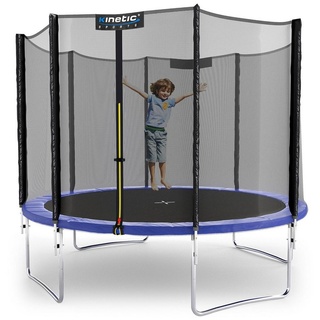 Kinetic Sports Trampolin Outdoor SALTO Ø 183/244/305/366/400/430/490 cm - Kindertrampolin Set mit Netz, Randpolster, USA Sprungtuch bis zu 160kg Blau Ø 305 cm Ø 305 cm, Blau