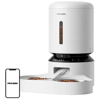 Granary Camera Food Dispenser with Double Bowl 5L White