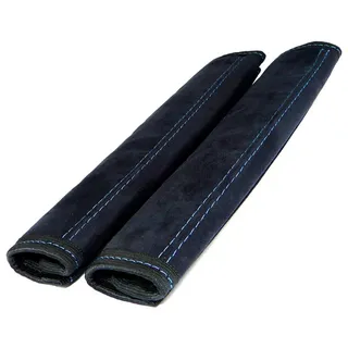 L & P Car Design Gurtpolster Gurtschoner Auto in Schwarz mit blauer Naht Sicherheitsgurt, (2 Stück), Microfaser blau|schwarz