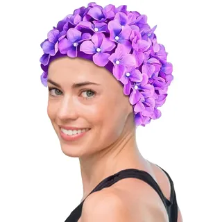 Fukamou Süße Badekappen - Vintage Blumen Badekappe Blumenblüten Bademütze - Retro-Badekappen Für Langes/Kurze-s Haar, Badehut Für Den Strandurlaub Im Schwimmbad
