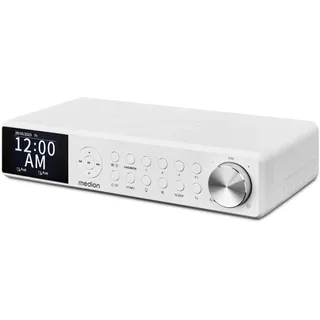 MEDION P66750 Küchen Unterbauradio (DAB+ Küchenradio, PLL UKW Radio, dimmbares TFT Farbdisplay, Koch Timer, Bluetooth, LED Leiste, inkl. Montagematerial) weiß