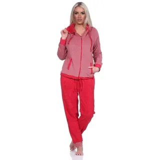 normann Damen Frottee Hausanzug mit Bündchen im Tupfen- und Ringeldesign - auch in Übergrössen, Farbe:Ringel, Größe:60-62 - 60-62