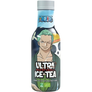 ultra ice tea Bio Eistee, Veganer Früchtetee mit dem One Piece Charakter Zoro, Fruchtiger Hibiskusblütengeschmack, Minze, 500 ml (1er Pack)