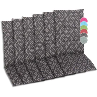 GO-DE Textil Bequeme und attraktive Polsterauflagen für Hochlehner-Gartenstühle (6er-Set, Raute grau, Hochlehner)