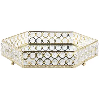 Dekotablett VATAN Glas Gold