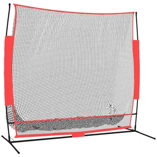 vidaXL Baseball-Netz Tragbar Schwarz und Rot 215x107x216 cm Polyester