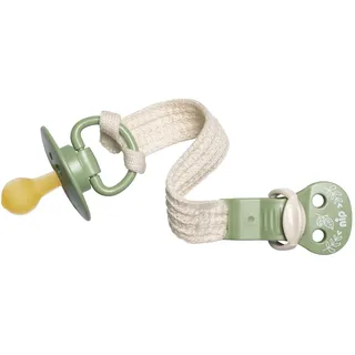 Nip Schnullerband stay green – aus 100 % unbehandelter Bio-Baumwolle ohne Zusätze. Speichel- und schweißfestes Schnullerband mit Clip für Schnuller mit und ohne Ring | Grün