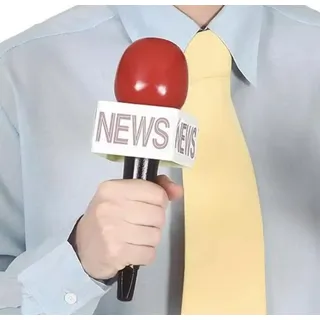 Reporter Mikrofon Rot mit Aufschrift News Kostümzubehör Nachrichtensprecher Mikro