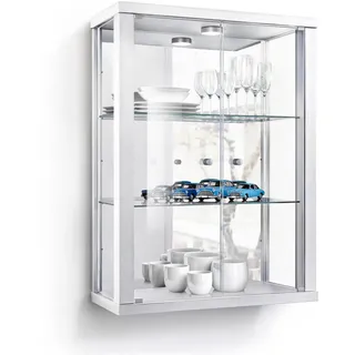 K-Möbel Hängevitrine, Weiß, Glas, 2 Fächer, Rechteckig, 60x80x25 cm, Wohnzimmer, Wohnwände, Vitrinenschränke