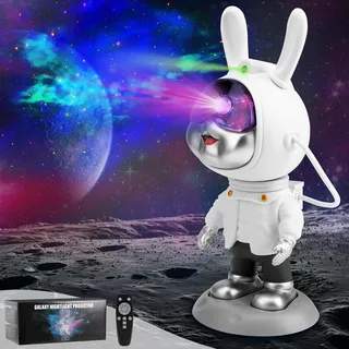 Gowkeey Astronauta Galaxy Projector, Kaninchen Astronaut Sternenhimmel Projektor, LED Spaceman Galaxy Star Nachtlicht, Astronaut Projektor, LED Projektor lampe, für Schlafzimmer Heimkino