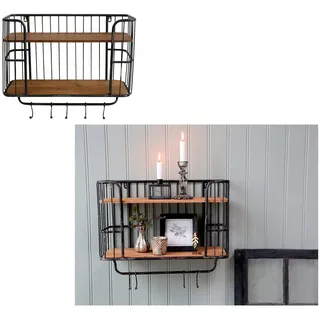 Chic Antique Altes Regal Garderobe mit Haken 52 x 20 x 45 cm, antik schwarz