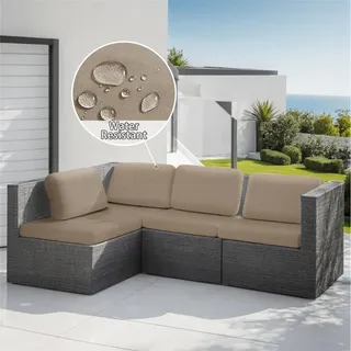Morbuy Sitzkissen Bezüge für Rattanmöbel Lounge Möbel Sitzkissen Bezüge Gartenmöbel Sitzkissen Bezüge mit Reißverschluss Wasserdicht Palettenkissen Bezüge Schutz (2 Sitzer,Helle Karte)